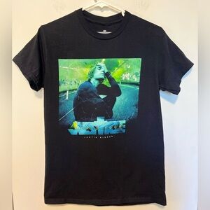 Justin Bieber Justice World Tour T-Shirt Size S Black Concert Music Y2K